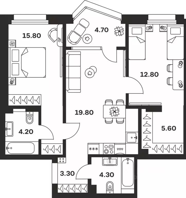 3-к кв. Тульская область, Тула ул. Михеева, 9А (70.5 м) - Фото 1