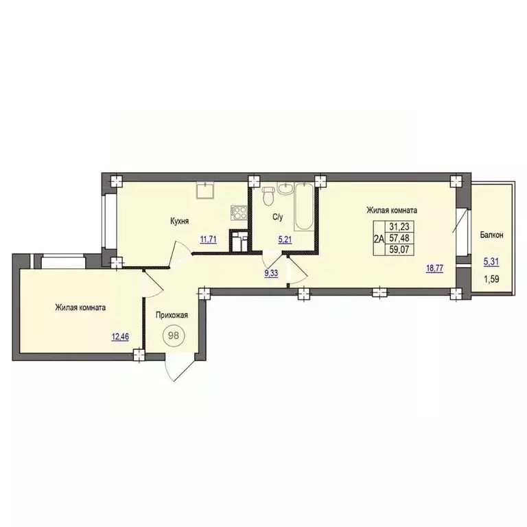 2-к кв. Псковская область, Псковский район, Завеличенская волость, д. ... - Фото 1