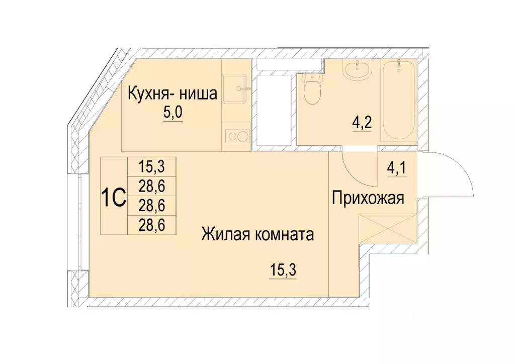 1-к кв. Московская область, Мытищи Медицинская ул., 11 (28.6 м) - Фото 0