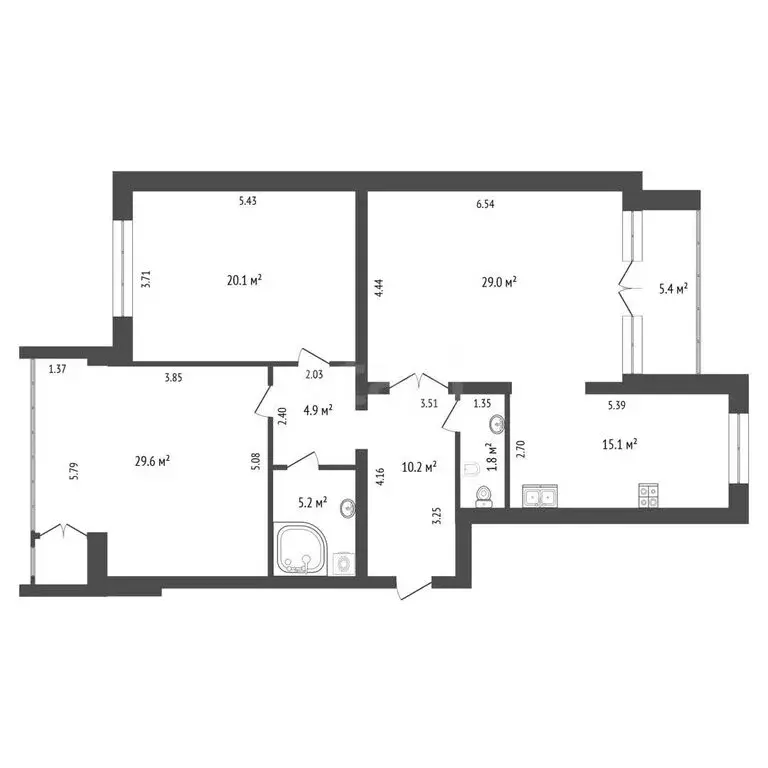3-комнатная квартира: Тюмень, улица Малыгина, 59 (115.9 м) - Фото 1