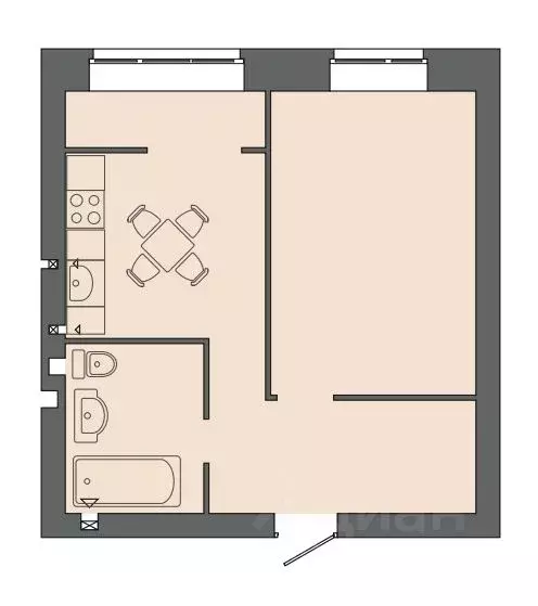 1-к кв. Волгоградская область, Волгоград ул. Дегтярева, 19 (40.94 м) - Фото 1