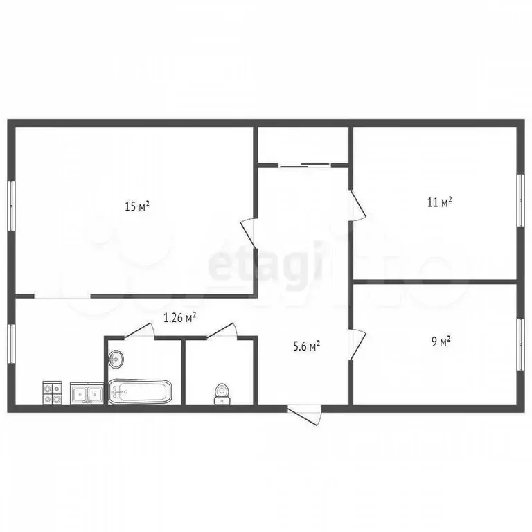 2-к. квартира, 45,9 м, 3/5 эт. - Фото 0