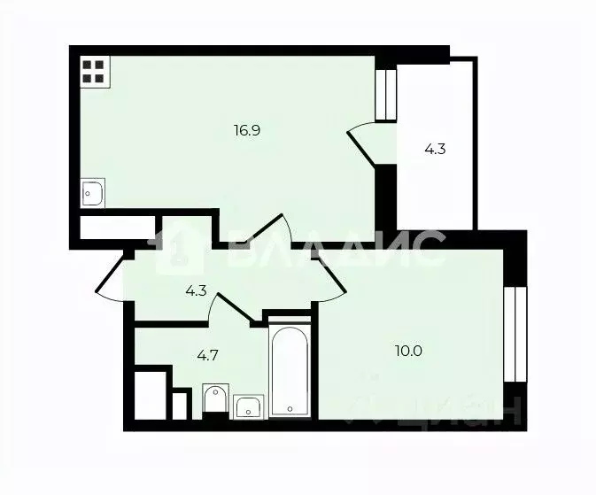 2-к кв. Санкт-Петербург ул. Верхне-Каменская, 9к1 (35.0 м) - Фото 2
