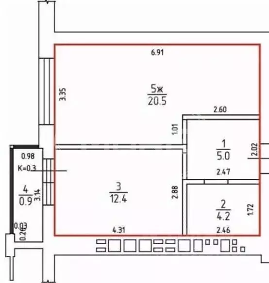 1-к кв. Калининградская область, Калининград Шахматная ул., 2Б (43.0 ... - Фото 1