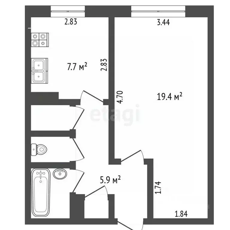 1-к кв. Ханты-Мансийский АО, Лангепас ул. Мира, 9 (38.4 м) - Фото 1