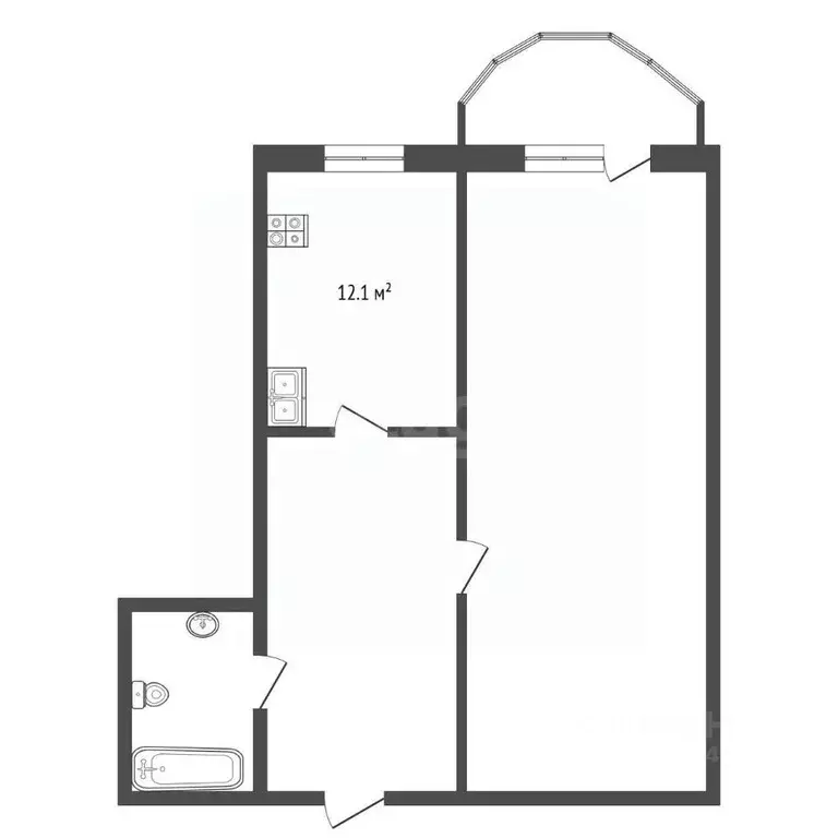 1-к кв. Тюменская область, Тюмень ул. Василия Гольцова, 2к3 (42.9 м) - Фото 1