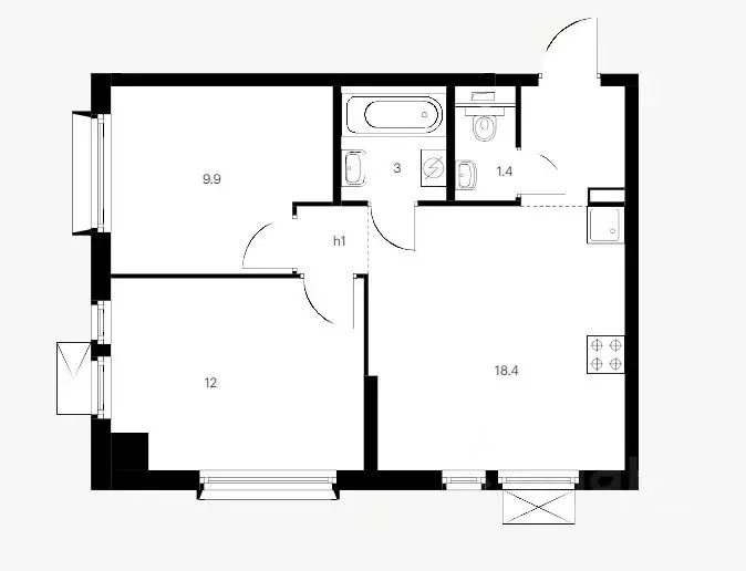 2-к кв. Приморский край, Владивосток ул. Архангельская, 23к1 (47.6 м) - Фото 0