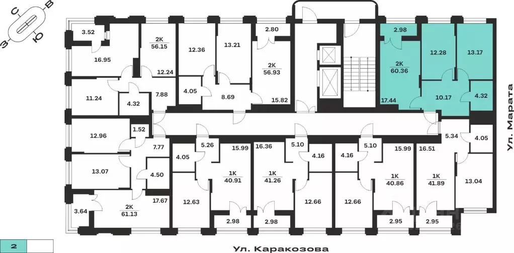 2-к кв. Тульская область, Тула ул. Каракозова (60.36 м) - Фото 1