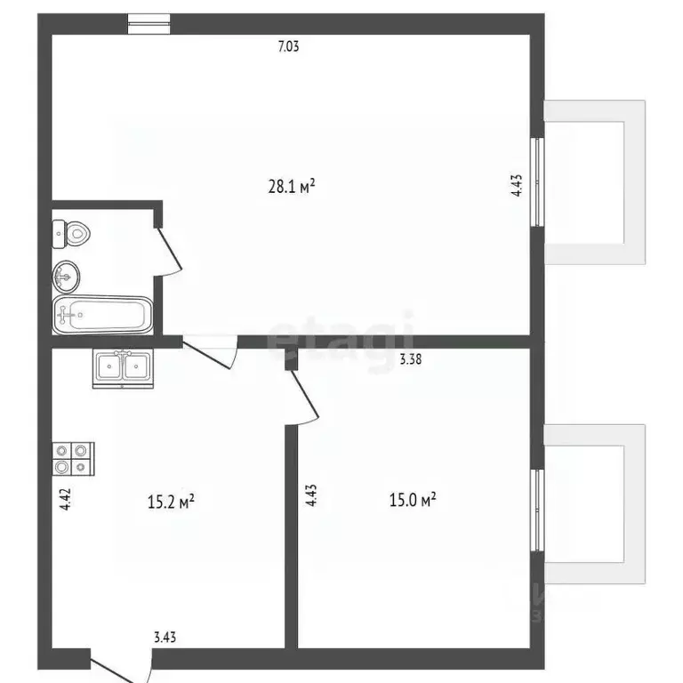 2-к кв. Белгородская область, Белгород ул. Толстого, 49 (60.9 м) - Фото 1