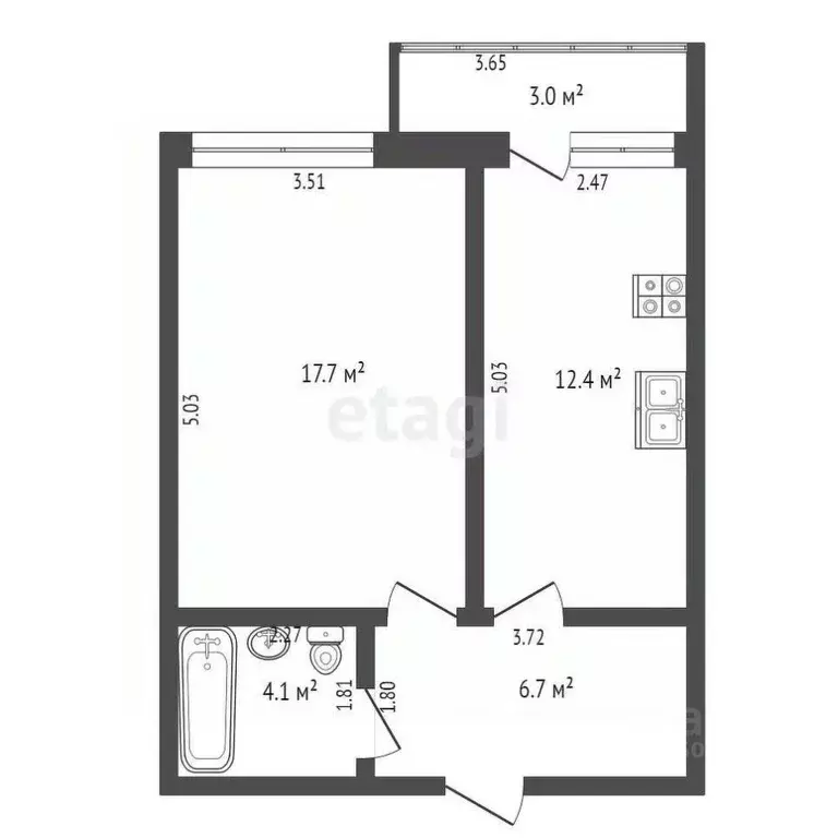 1-к кв. Самарская область, Самара ул. Мяги, 24 (43.9 м) - Фото 2