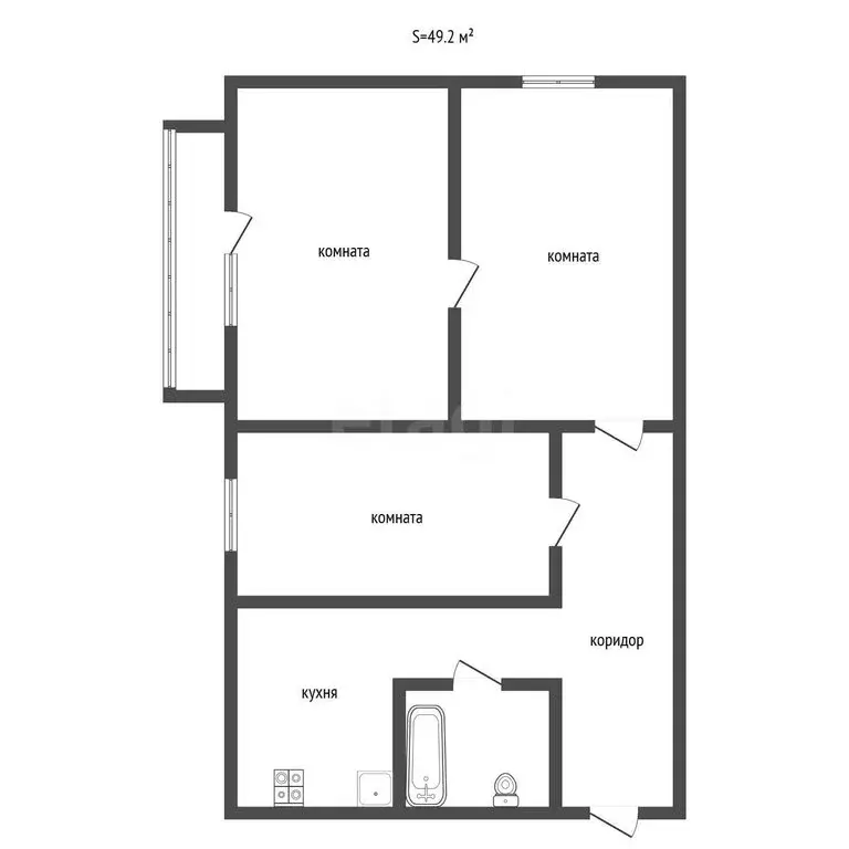 3-комнатная квартира: Усть-Катав, Комсомольская улица, 46 (61.1 м) - Фото 0