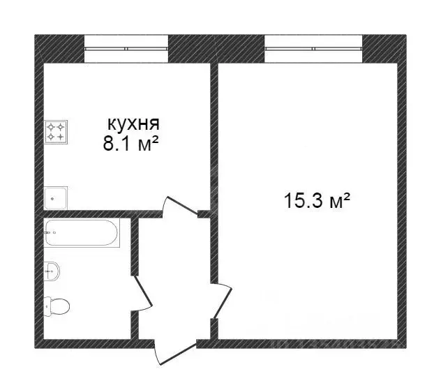 2-к кв. Тюменская область, Тюмень ул. 50 лет Октября, 63а (37.8 м) - Фото 2
