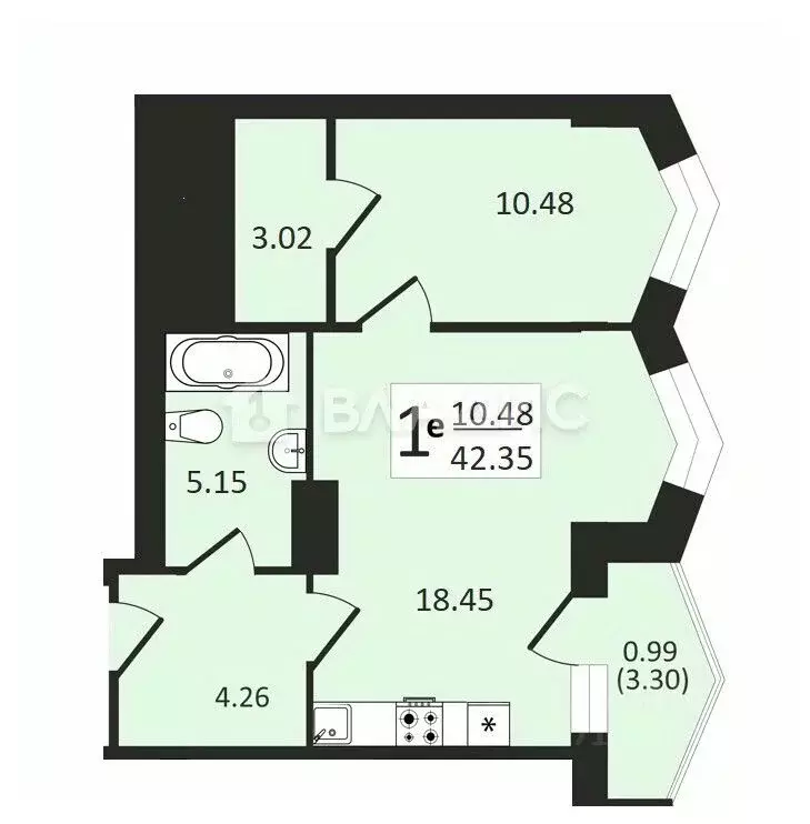 1-к кв. Воронежская область, Воронеж ул. Ворошилова, 10/1 (42.35 м) - Фото 2