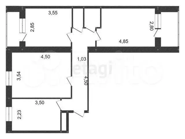 3-к. квартира, 60,9 м, 4/9 эт. - Фото 0