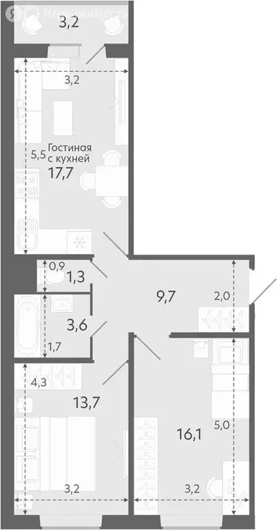 2-комнатная квартира: Новосибирск, улица Титова, 252 (65 м) - Фото 0