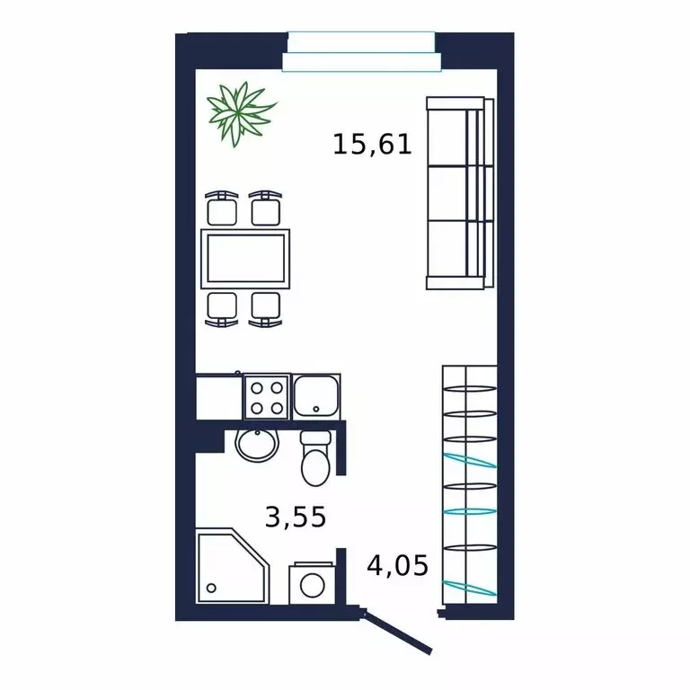 Квартира-студия: микрорайон Мелиораторов, улица Мелиораторов, 6А (22.7 ... - Фото 0
