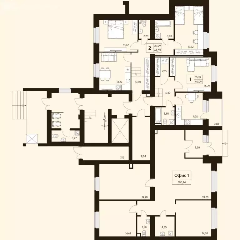 2-комнатная квартира: Уфа, улица Ахметова, 296/2 (69.2 м) - Фото 2