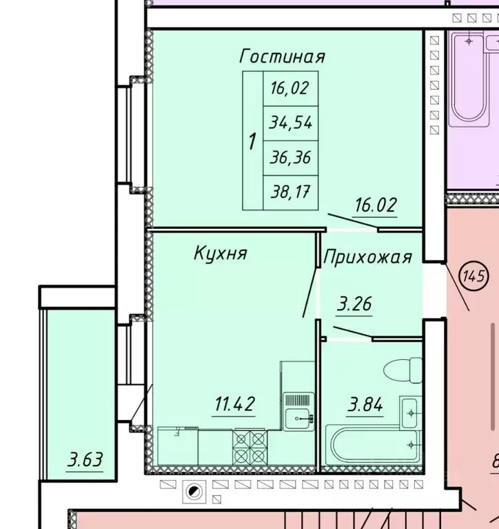 1-к кв. Тамбовская область, Тамбов ул. Научная, 6 (38.17 м) - Фото 0