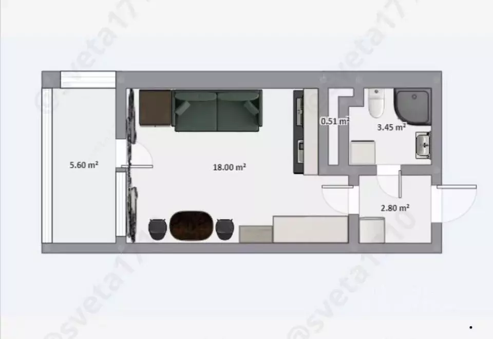 Студия Санкт-Петербург, Санкт-Петербург, Колпино ул. Севастьянова, ... - Фото 2