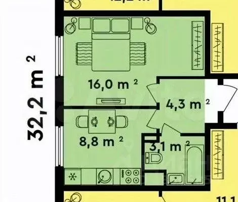 1-к кв. Москва Лосиноостровская ул. (32.2 м) - Фото 1