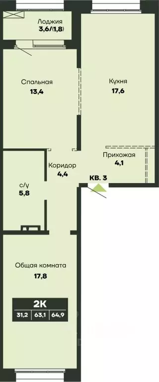 2-к кв. Новосибирская область, Новосибирск Гренландия жилой комплекс ... - Фото 1