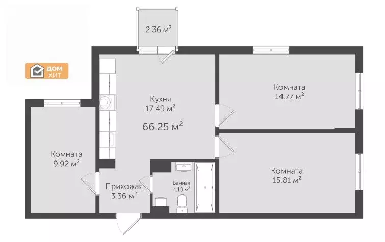 3-комнатная квартира: Евпатория, улица 60 лет ВЛКСМ, 31/3 (66.3 м) - Фото 0