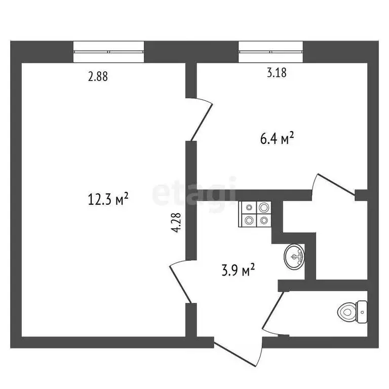 1-комнатная квартира: Вологда, улица Панкратова, 75Ак1 (24.9 м) - Фото 1
