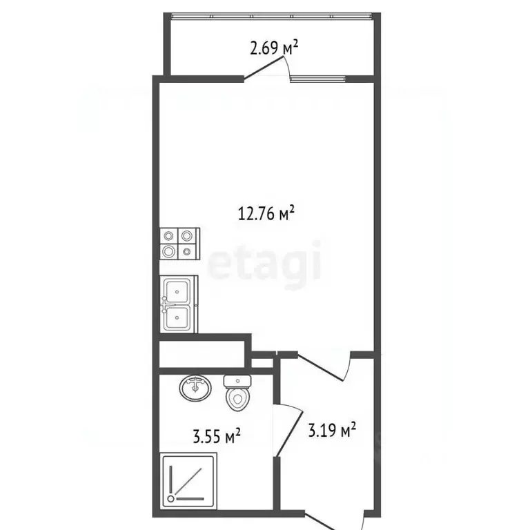 Студия Санкт-Петербург Днепропетровская ул., 65 (19.5 м) - Фото 2