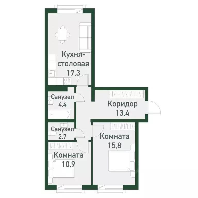 2-к кв. Челябинская область, Челябинский городской округ, пос. ... - Фото 0