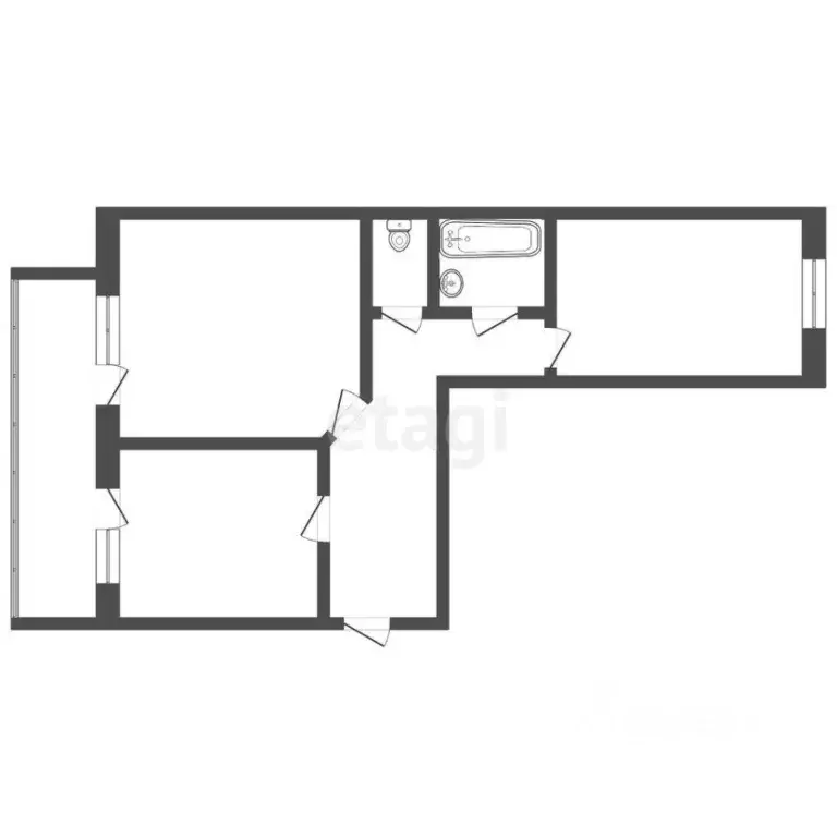 2-к кв. Томская область, Томск тракт Иркутский, 183/2 (60.0 м) - Фото 2