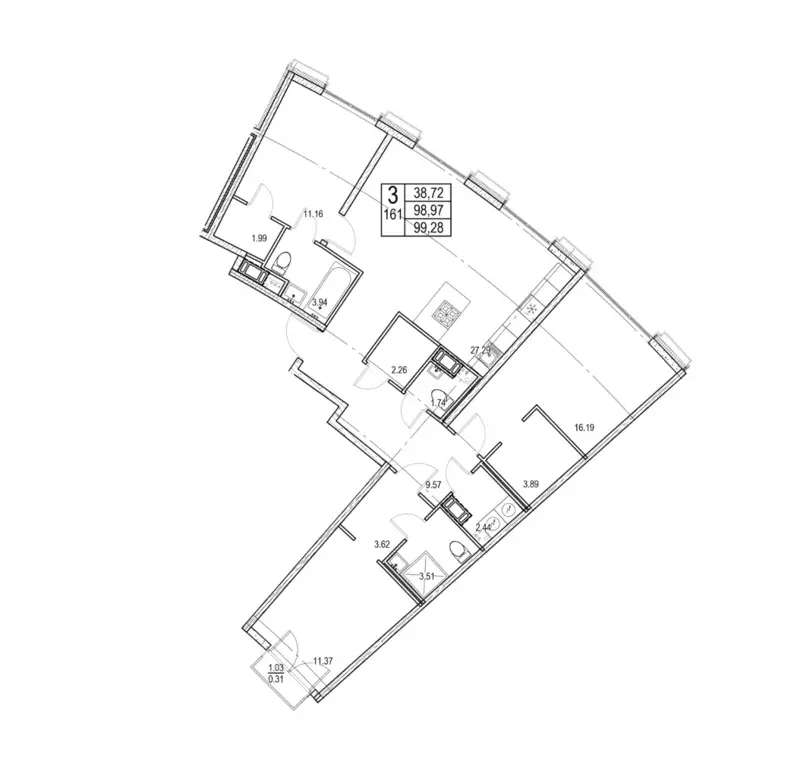 Продаётся 3-к квартира, 99.28 м - Фото 0