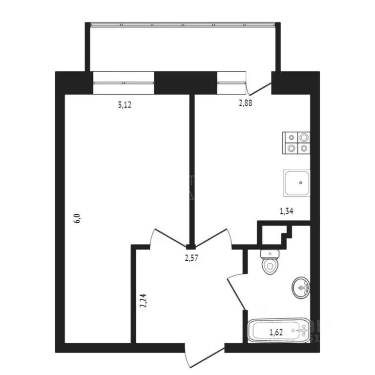 1-к кв. Тюменская область, Тюмень ул. Западносибирская, 2 (32.6 м) - Фото 2