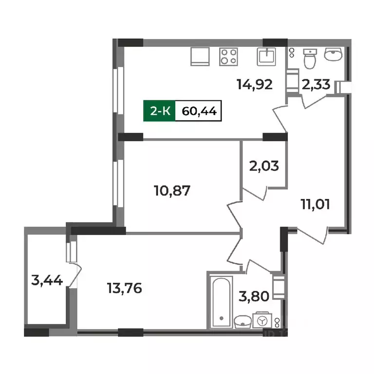 2-к кв. владимирская область, ковров еловая ул, 11 (60.44 м) - Фото 0