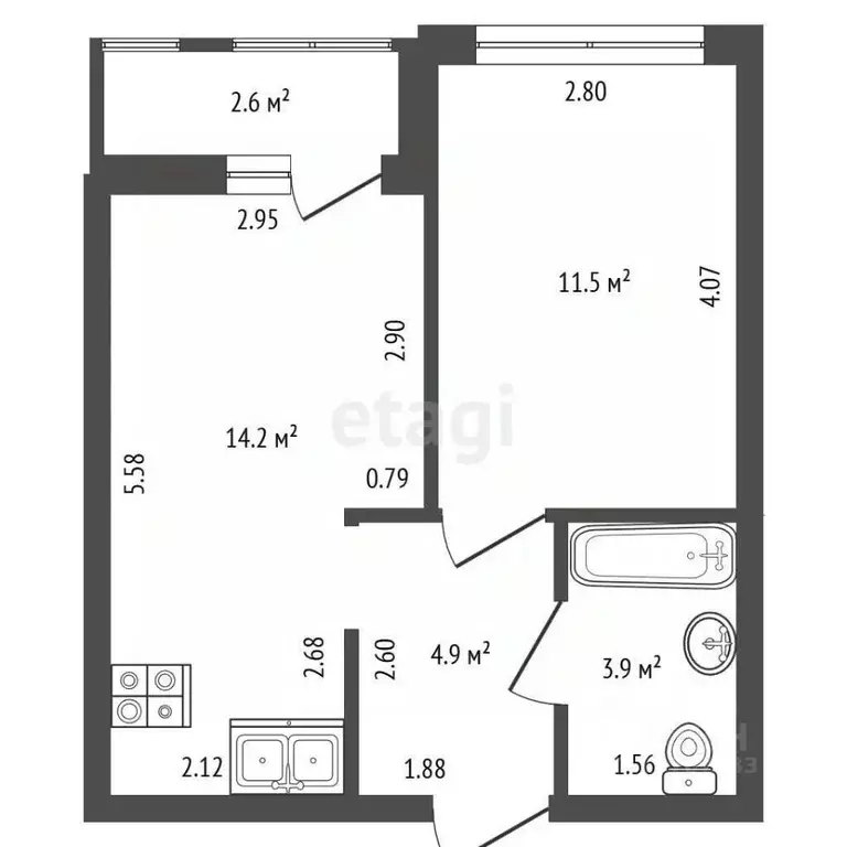 1-к кв. Санкт-Петербург пос. Парголово, ул. Новокузнецкая, 8 (34.2 м) - Фото 1