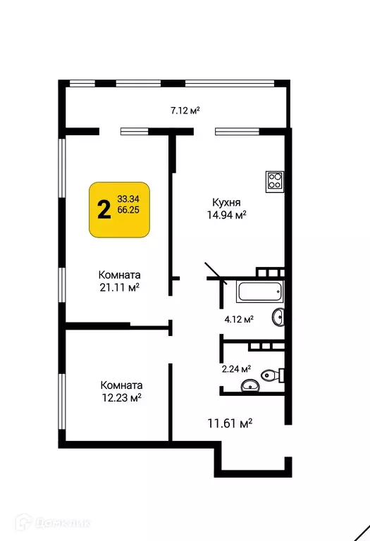 Продаётся 2-к квартира, 68.38 м - Фото 0