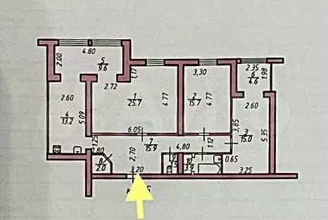 3-к. квартира, 107,4 м, 7/10 эт. - Фото 0