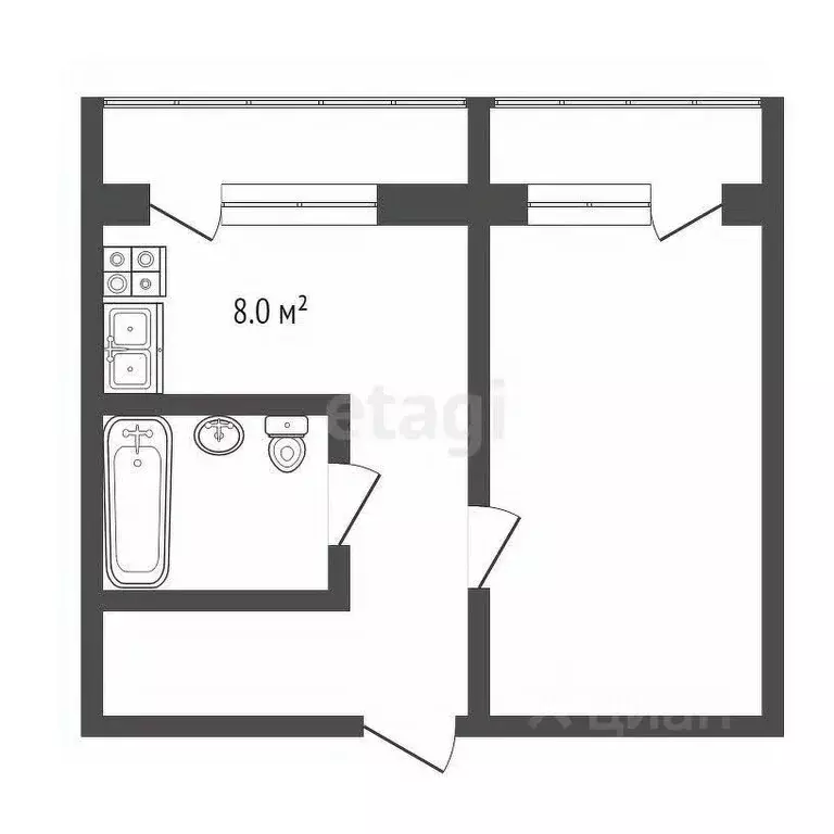 1-к кв. Коми, Усинск Возейская ул., 7 (30.3 м) - Фото 0