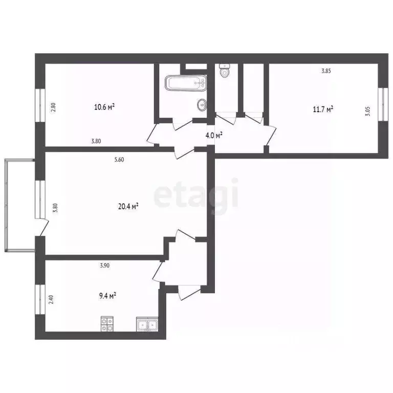 3-к кв. Камчатский край, Елизово Сопочная ул., 1 (63.0 м) - Фото 2