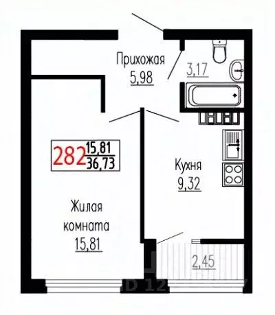 1-к кв. Свердловская область, Екатеринбург ул. Лыжников, 3 (36.5 м) - Фото 0