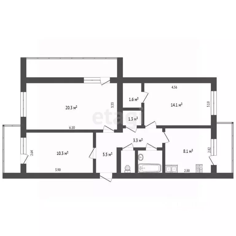 3-к кв. Ставропольский край, Кисловодск Зеркальный пер. (68.2 м) - Фото 2