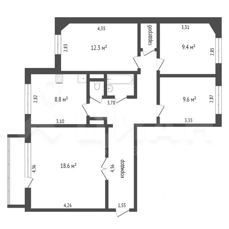 3-к кв. Красноярский край, Красноярск ул. Алексеева, 113 (70.0 м) - Фото 2