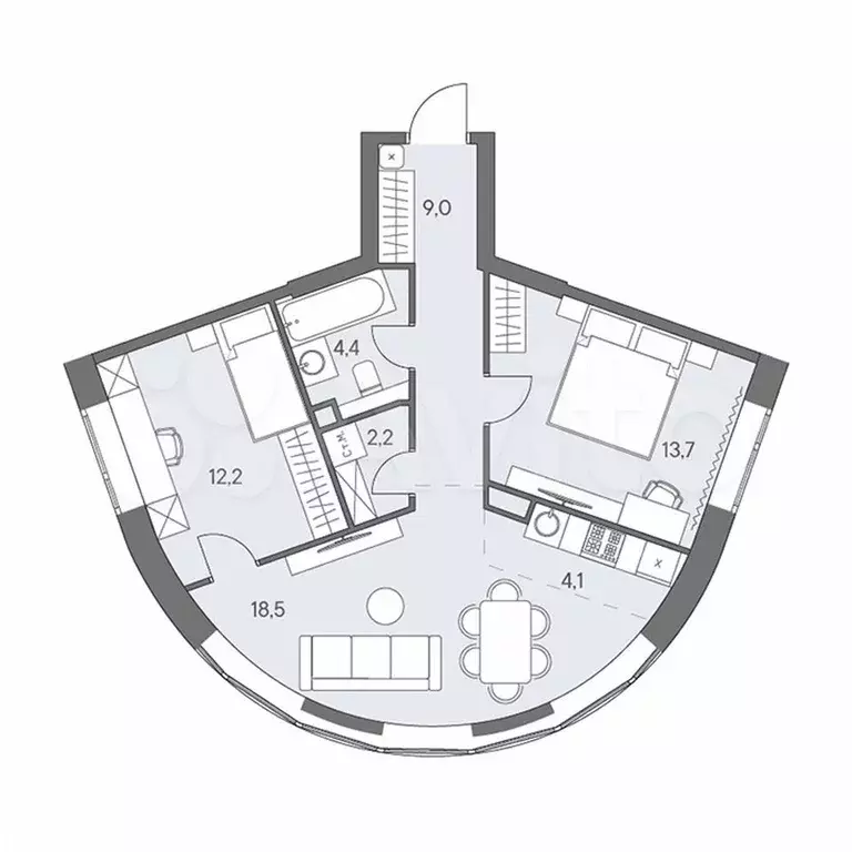 3-к. квартира, 64,6 м, 20/31 эт. - Фото 0