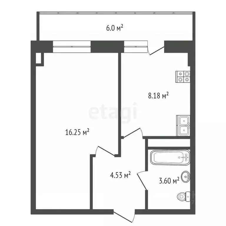 1-к кв. Саха (Якутия), Якутск ул. Дзержинского, 59 (32.5 м) - Фото 1