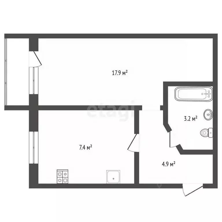 1-к кв. Архангельская область, Котлас ул. Ушинского, 20 (34.4 м) - Фото 2