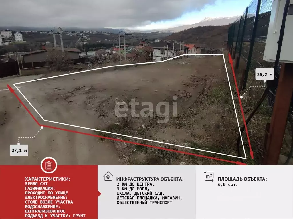 Участок в Крым, Алушта ул. Загородная (6.0 сот.) - Фото 1