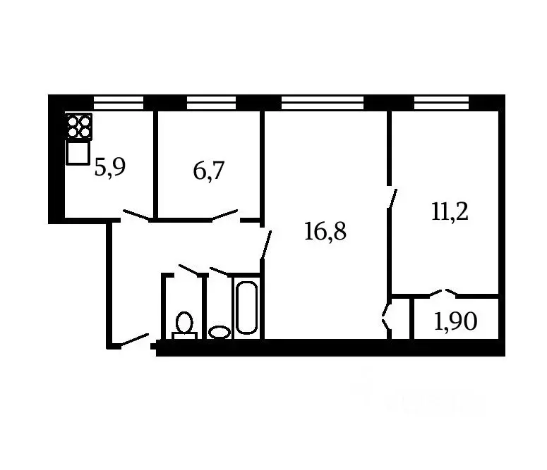 3-к кв. Тульская область, Тула Мясново мкр, ул. Тихмянова, 38 (46.0 м) - Фото 2