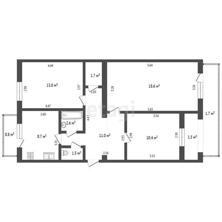 3-комнатная квартира: Феодосия, улица Гарнаева, 63Д (67.5 м) - Фото 0