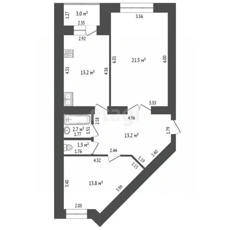 2-к кв. Башкортостан, Стерлитамак просп. Октября, 83 (65.7 м) - Фото 2