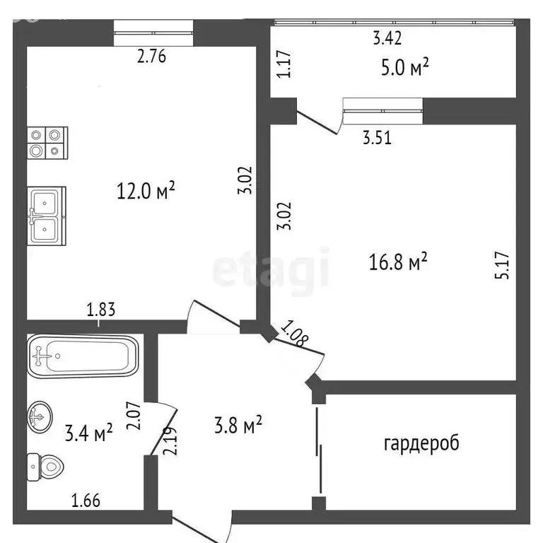 1-комнатная квартира: Таганрог, улица Пархоменко, 58-2 (32.7 м) - Фото 1