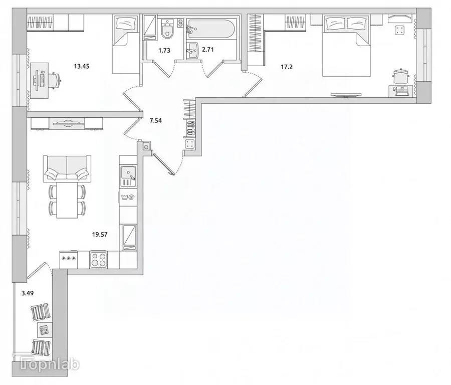 2-к кв. Санкт-Петербург Пискаревский просп., 25к2 (63.0 м) - Фото 2